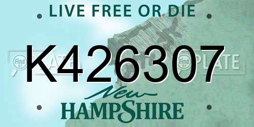 K426307 New Hampshire License Plate