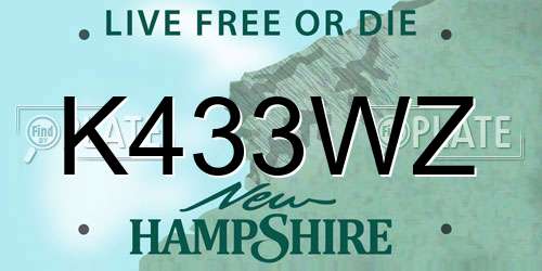 K433WZ New Hampshire License Plate