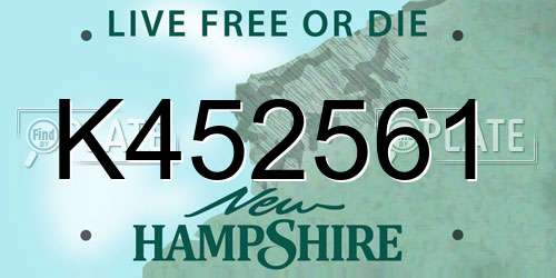 K452561 New Hampshire License Plate