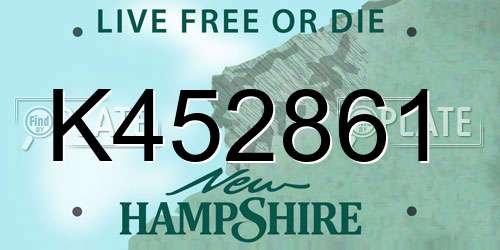 K452861 New Hampshire License Plate