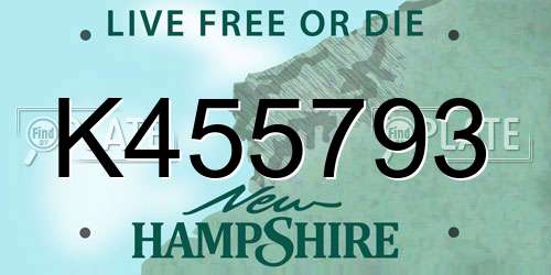 K455793 New Hampshire License Plate
