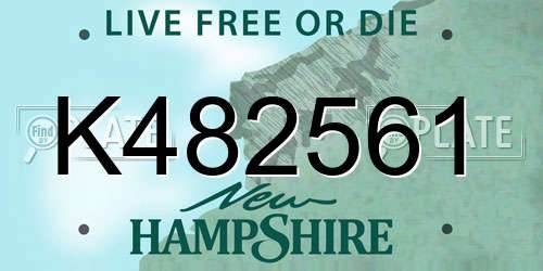 K482561 New Hampshire License Plate