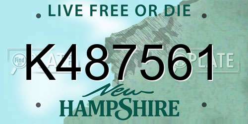 K487561 New Hampshire License Plate
