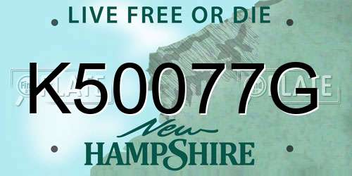 K50077G New Hampshire License Plate