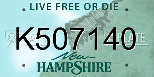 K507140 New Hampshire License Plate