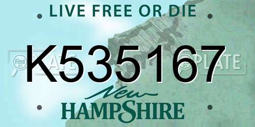 K535167 New Hampshire License Plate