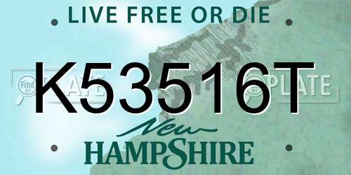 K53516T New Hampshire License Plate