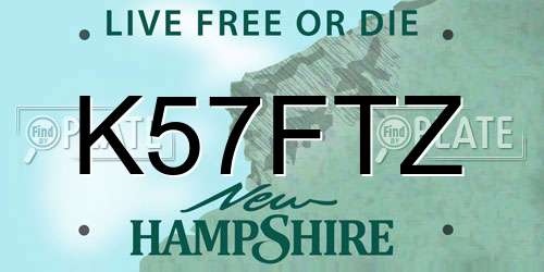 K57FTZ New Hampshire License Plate