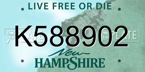 K588902 New Hampshire License Plate