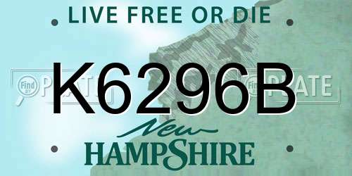 K6296B New Hampshire License Plate