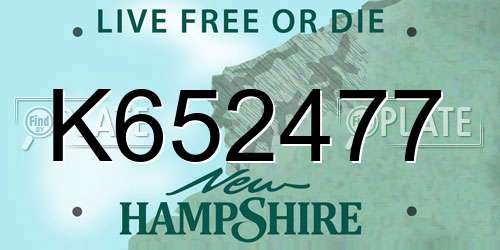 K652477 New Hampshire License Plate