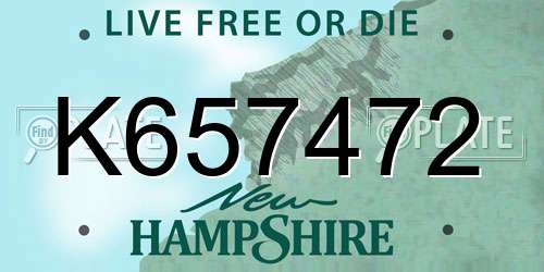 K657472 New Hampshire License Plate