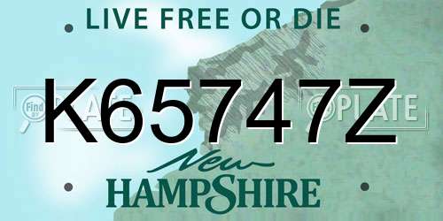 K65747Z New Hampshire License Plate