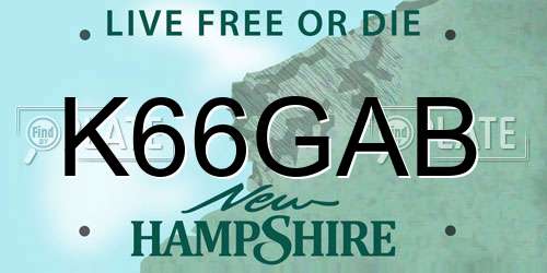 K66GAB New Hampshire License Plate