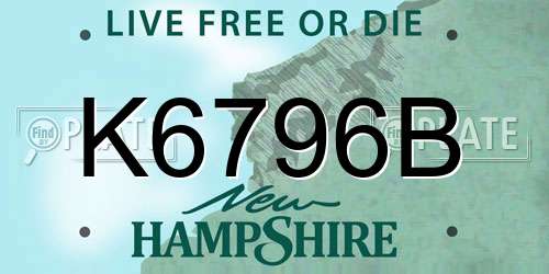 K6796B New Hampshire License Plate