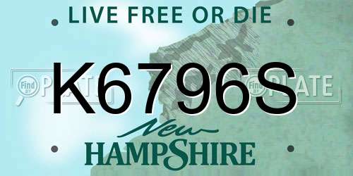 K6796S New Hampshire License Plate
