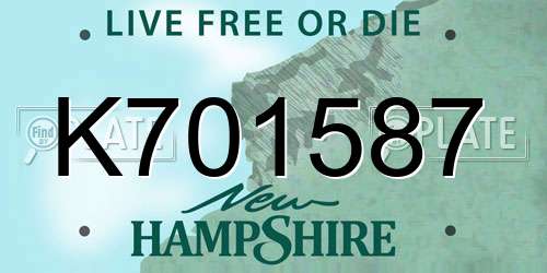 K701587 New Hampshire License Plate