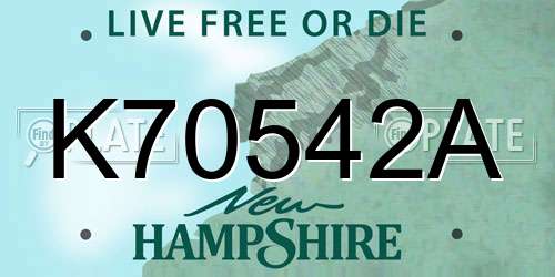 K70542A New Hampshire License Plate