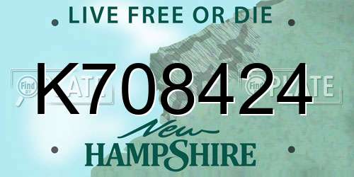 K708424 New Hampshire License Plate