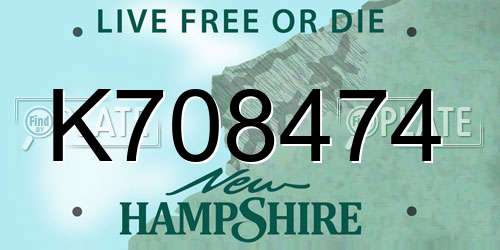K708474 New Hampshire License Plate