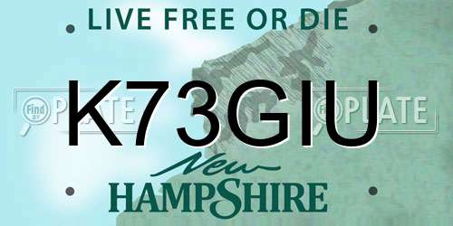 K73GIU New Hampshire License Plate