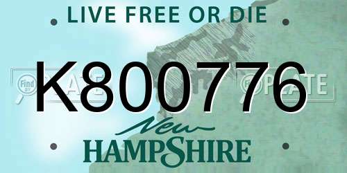 K800776 New Hampshire License Plate