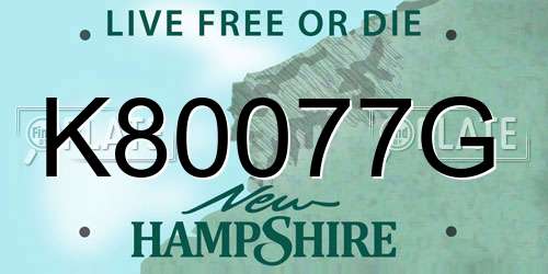 K80077G New Hampshire License Plate
