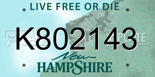 K802143 New Hampshire License Plate