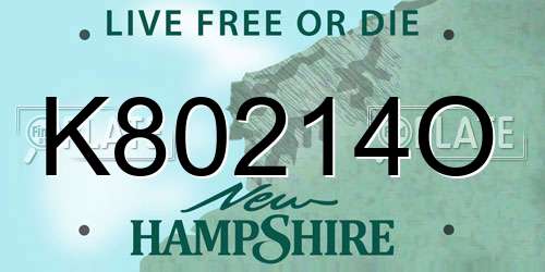 K80214O New Hampshire License Plate