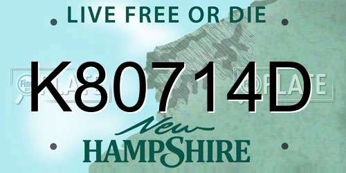K80714D New Hampshire License Plate