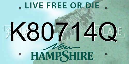 K80714Q New Hampshire License Plate