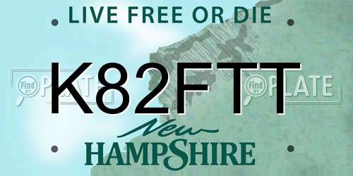 K82FTT New Hampshire License Plate