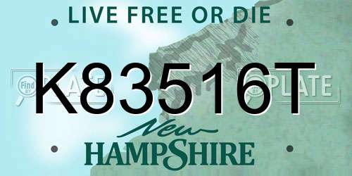 K83516T New Hampshire License Plate