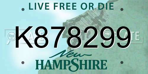 K878299 New Hampshire License Plate