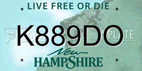 K889DO New Hampshire License Plate