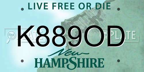 K889OD New Hampshire License Plate