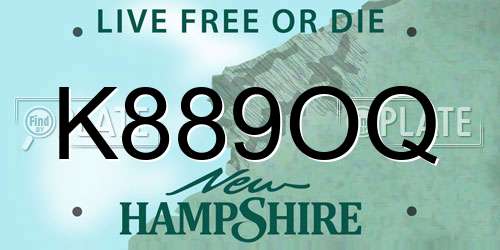 K889OQ New Hampshire License Plate