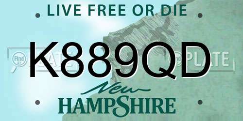 K889QD New Hampshire License Plate
