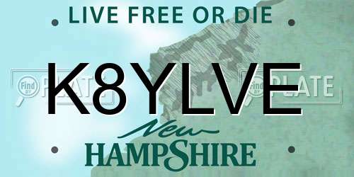 K8YLVE New Hampshire License Plate