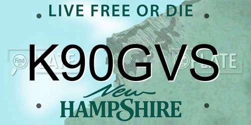 K90GVS New Hampshire License Plate