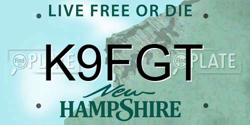 K9FGT New Hampshire License Plate