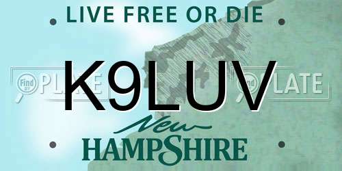 K9LUV New Hampshire License Plate