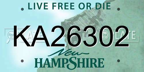 KA26302 New Hampshire License Plate