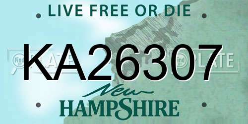 KA26307 New Hampshire License Plate