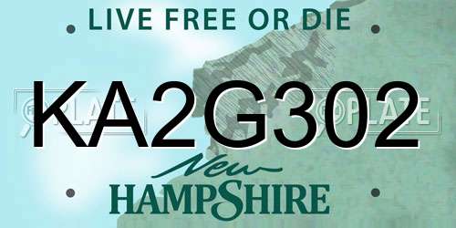 KA2G302 New Hampshire License Plate