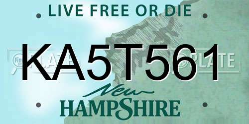 KA5T561 New Hampshire License Plate