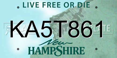 KA5T861 New Hampshire License Plate