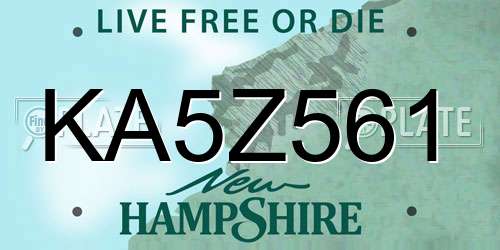 KA5Z561 New Hampshire License Plate