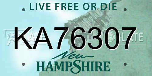 KA76307 New Hampshire License Plate