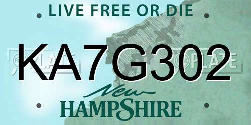 KA7G302 New Hampshire License Plate